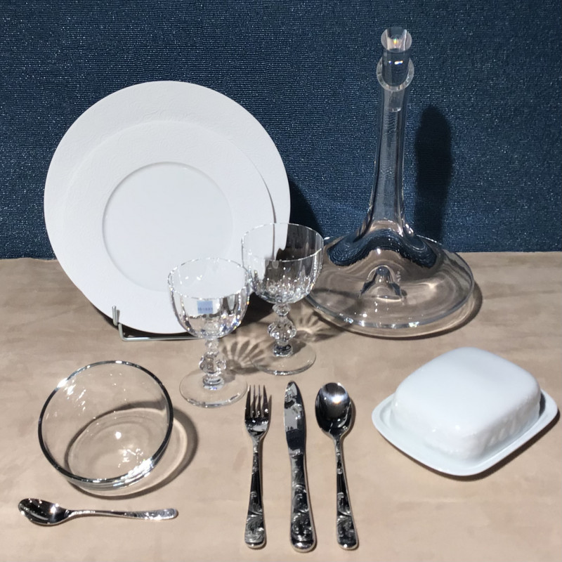 couteau fourchette à dessert doré
